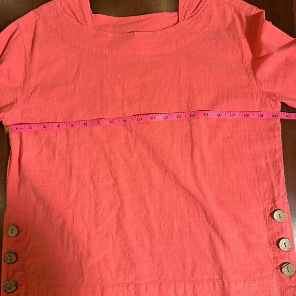 Sea Breeze Pink Cotton Shirt with buttons square neck women size xs 100% cotton - Picture 5 of 6